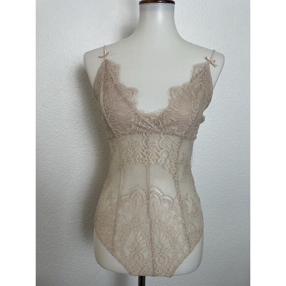 Chrissy Teigen Revolve Lingerie Bodysuit Teddy Sheer Mesh - Picture 1 of 14